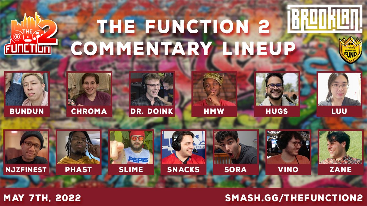 nycmelee's tweet photo. THE FUNCTION 2 WEEK IS UPON US

A legendary event needs legendary voices behind it, so HERE ARE YOUR COMMENTATORS FOR THIS SATURDAY 🤩♥️ 

Graphic: @Drecgoon 
Partners: @BrookLAN_NY @TryMetafy 

YOU CAN WATCH MAY 7TH @ https://t.co/AfwlHF0cfN https://t.co/km1C7tCsqm