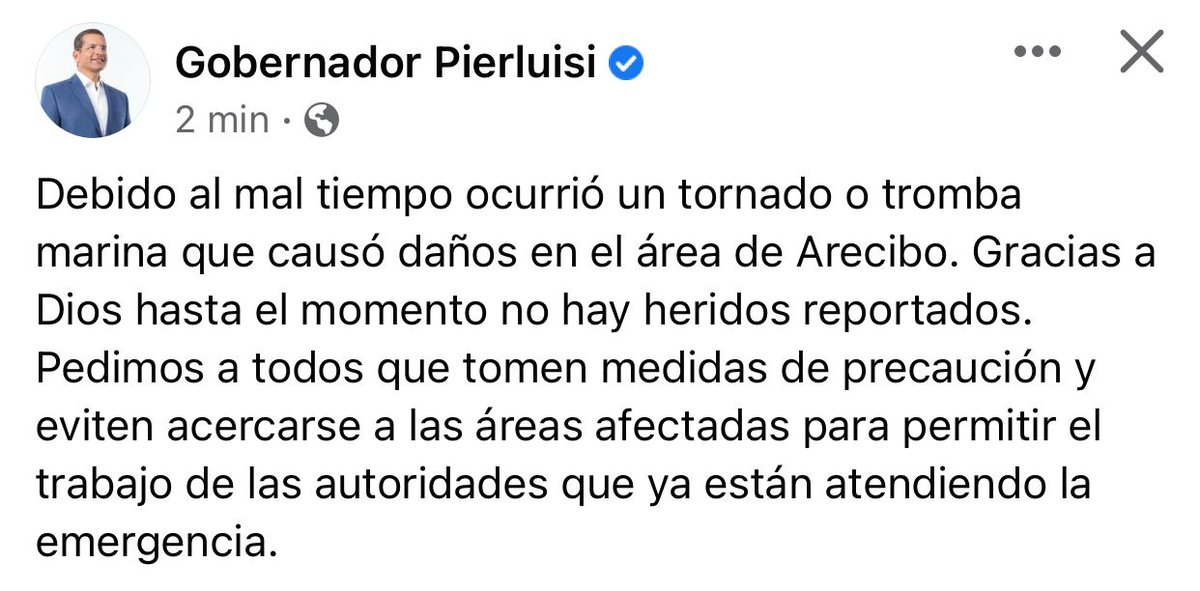 CycloforumsPR's tweet photo. Expresiones del gobernador Pedro Pierluisi sobre el paso del tornado por Arecibo.
ADM https://t.co/VN7JD6v1cS