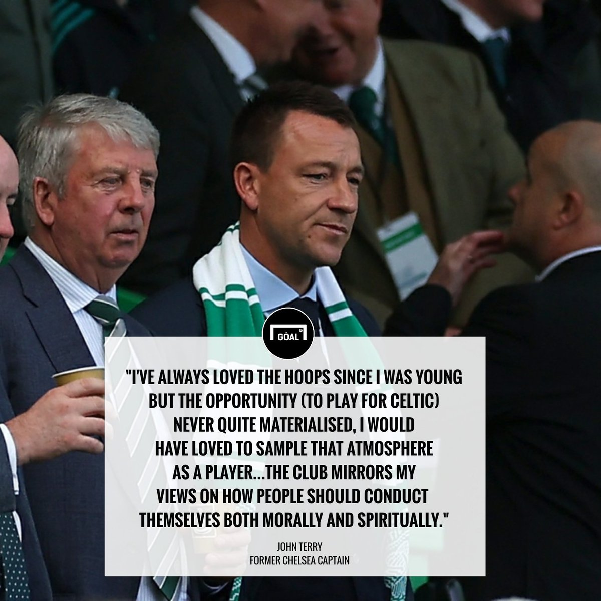 After sampling today's Old Firm match, John Terry was reported to have enjoyed the occasion being that he "Loves the Hoops" and he regrets never having sampled it as a player. He feels Celtic match his moral and spiritual approach to life.