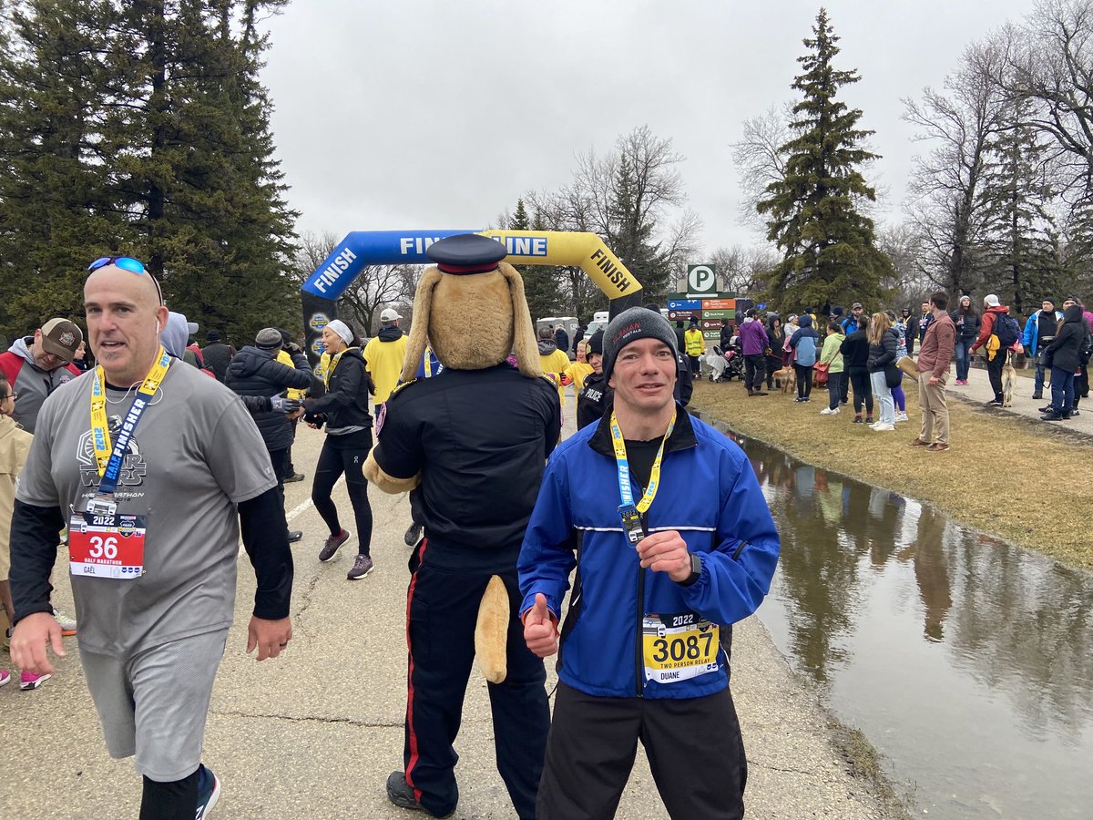 duane_thiessen's tweet image. Ran the @WPSHalfMarathon relay with @jelias4 putting up strong runs in the cold, wind &amp;amp; wet. Great job everyone who ran the Half, Relay &amp;amp; 5k. Thanks for putting on a fantastic event.
Looking forward more runs.
#wpshalfmarathon #winnipegpolicehalfmarathon #wpshalfmarathonrelay