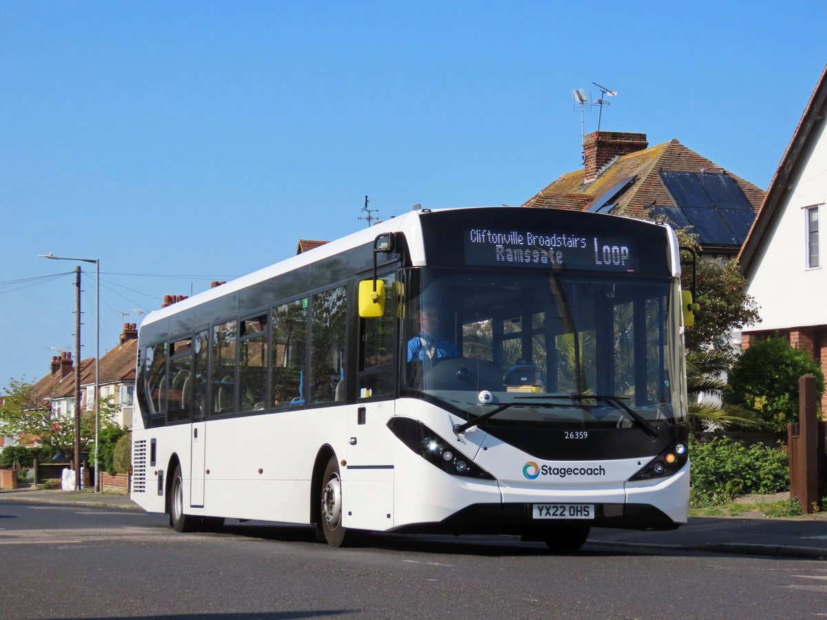 SouthernTransp3's tweet photo. A few photographs from a trip east to Thanet yesterday. Some of the many snaps taken of @StagecoachSE vehicles included 17529 LX51FON at Ramsgate Harbour on the 69, 34653 GX54DXD at Westwood Cross on the 34 and 26248 YW19VNT and 26359 YX22OHS in Cliftonville on the Thanet Loop. https://t.co/wHgWMs2lWu