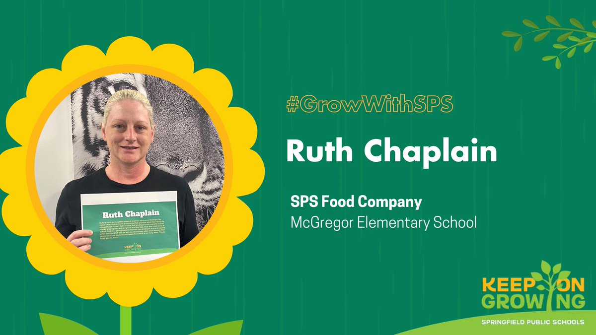 "No matter what, Ruth ensures students are fed and have what they need to be successful at school. Ruth ensures that breakfast, lunch, and after school snacks are prepared at the highest level and kids enjoy their meal times at <a href="/McGregor_SPS/">McGregor Elementary</a>." #GrowWithSPS