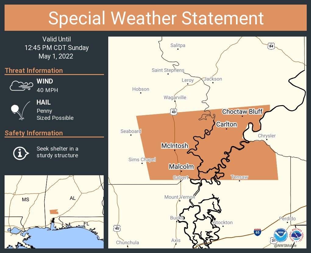 NWS Mobile on Twitter "A special weather statement has been issued for