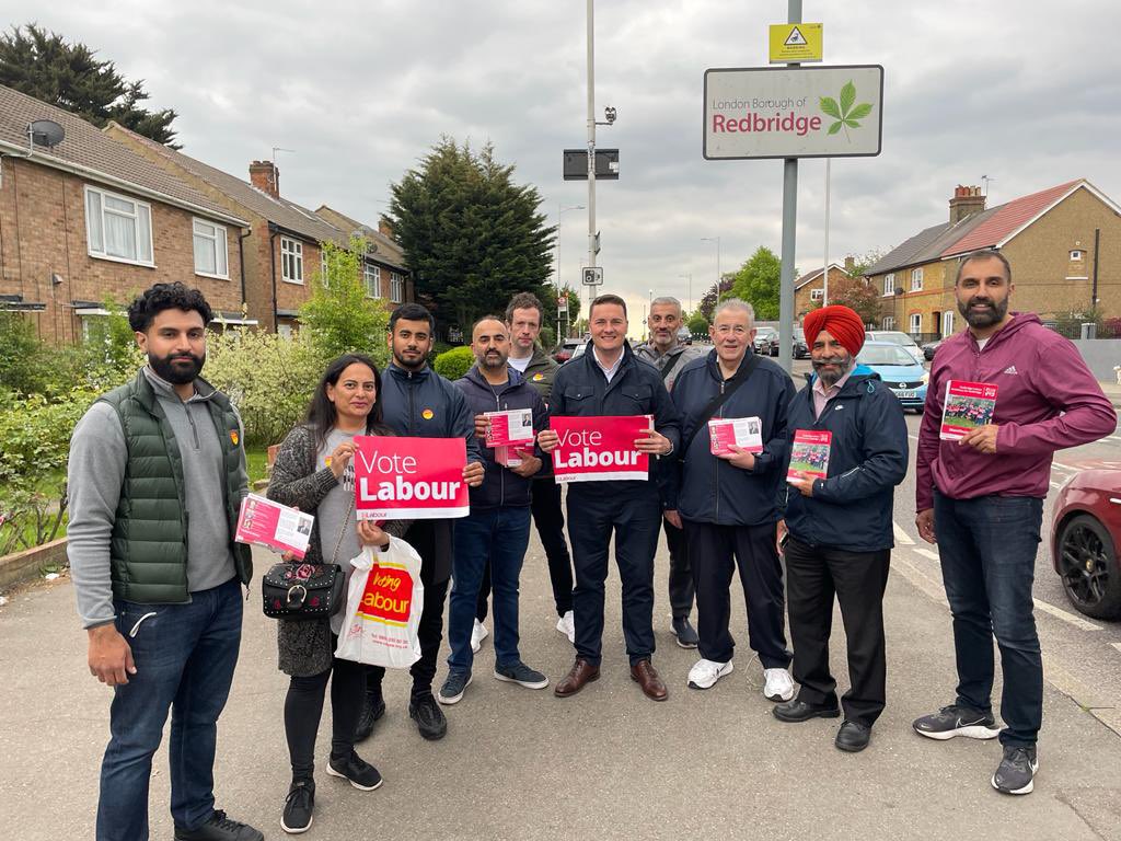 wesstreeting's tweet photo. Campaigning right up to the Essex border with the Fairlop @redbridgelabour team tonight. Four days to go… https://t.co/TuoAR6hr7M