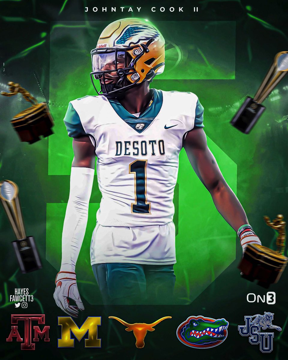 Johntay Cook II, a 4star 2023 WR from Texas, has 2 SEC teams in his top 5