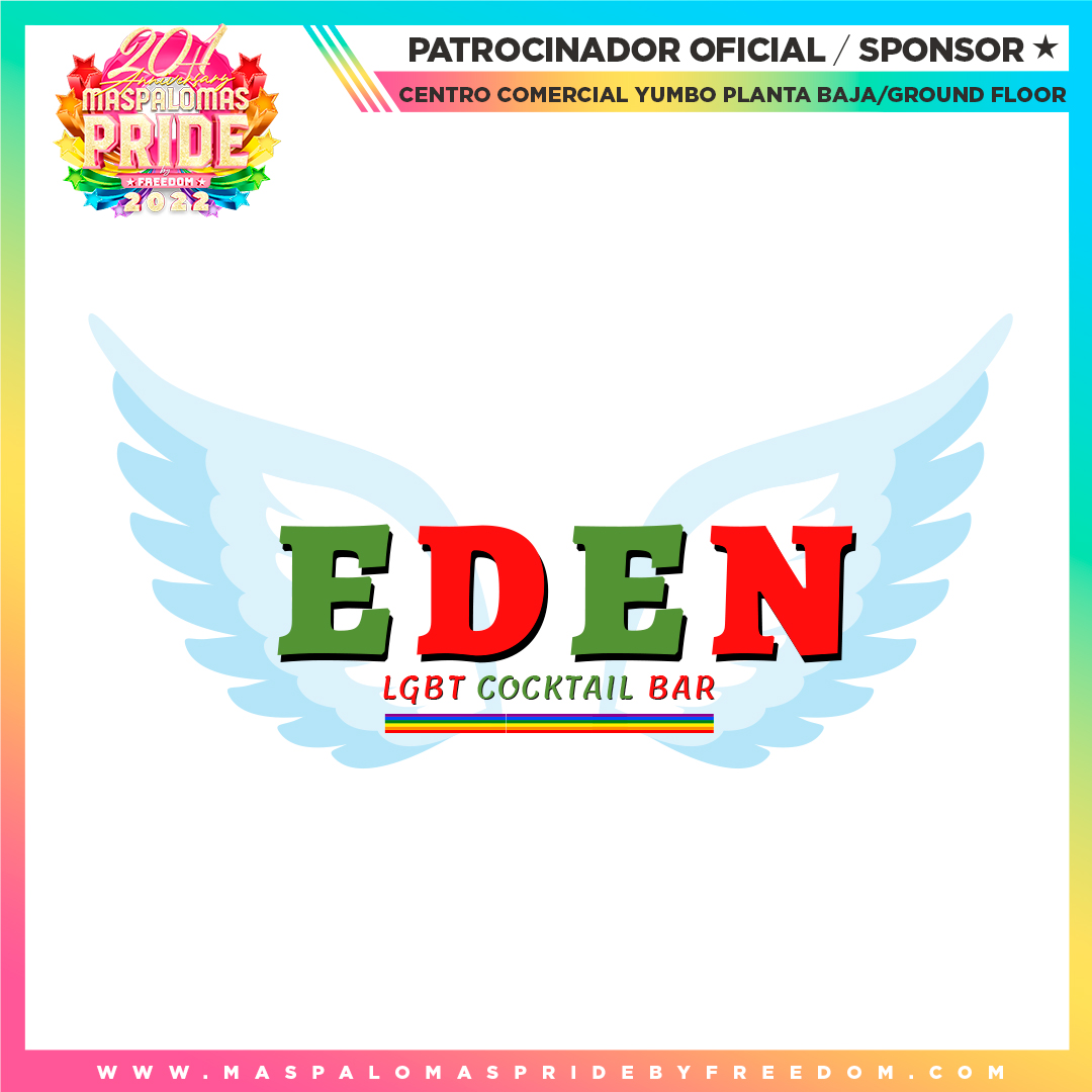 MaspaPride's tweet photo. EDEN LGBT COCKTAIL BAR
❤️🧡💛💚💙💜
Official Sponsor | Patrocinador Oficial📍Centro Comercial Yumbo 1ª planta (planta baja) / 1st floor (ground floor) #maspalomas #pride #lgbt #gay #grancanaria #orgullo #freedom #grancanariagay #yumbocentre #yumbocentrum #ccyumbo #gaypride https://t.co/xsymW5jP5b