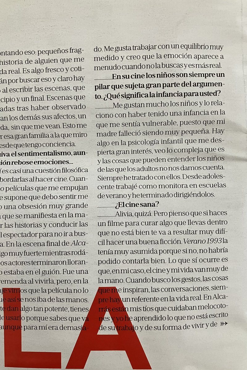 Carla Simón,
domenica scorsa 
<a href="/LaVanguardia/">La Vanguardia</a> Magazine. 
🎞
tindré que tornar per veure #Alcarràs 

🍑
mentrestant 
penso en tots aquests 
anys que vaig hanar a Lleida
<a href="/MostraCinemaLL/">Mostra de Cinema Llatinoamericà de Catalunya</a>