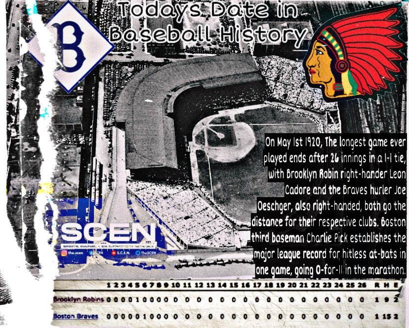 TheDishSCEN's tweet photo. Todays Date in #baseball #history ….We took it way back to #1920s to the logest game ever! #MLB https://t.co/kesGmL6aKL