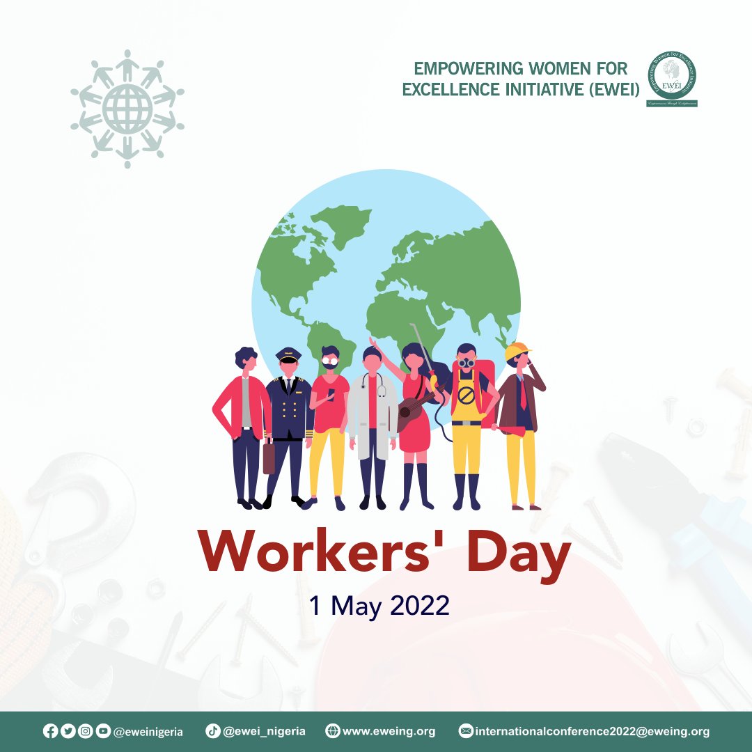 Every worker is valuable and ought to be treated fairly across the world..

Happy Workers' Day from all of us at EWEI!
#WorkersDay2022 
#Workers 
#WorkersDay