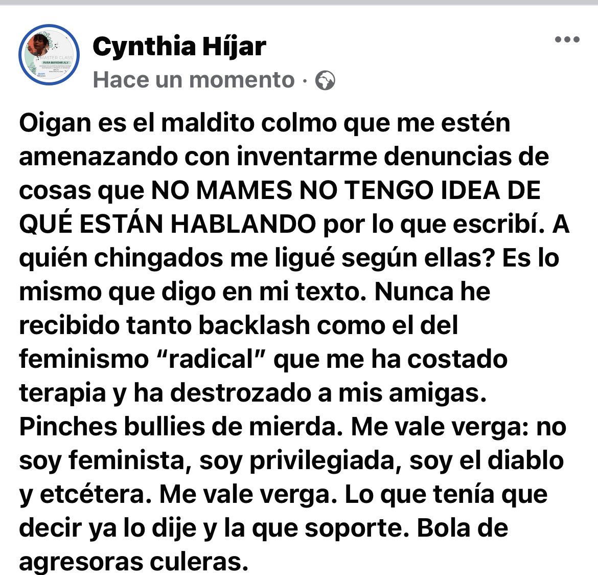 CynthiaHijar's tweet photo. Ya me empezaron a mandar mensajes super culeros las feministas bien para decirme que mi texto es porque no sé a quién me ligué y que no sé qué de un iPhone (?) ES LO MISMO QUE DIJE EN EL TEXTO. Ni se preocupen, quédense el feminismo y la bondad y el activismo Y DÉJENME EN PAZ. https://t.co/I114SFurFX