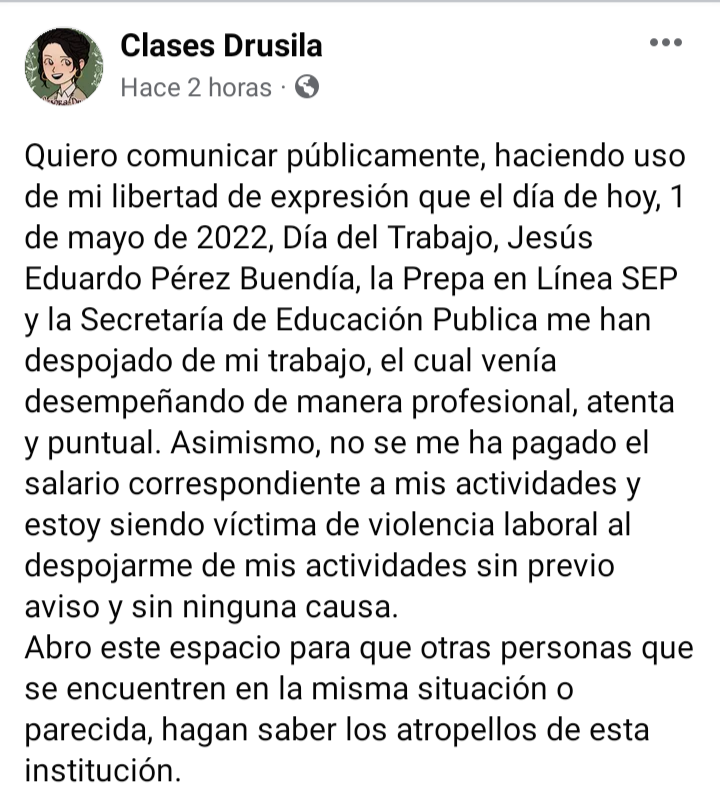 Karytonio's tweet photo. Es inaceptable lo que están haciendo con los profesores @PrepaLineaSEP @SEP_mx @GobiernoMX que lamentable que despidan a excelentes profesores que si tienen amor y vocación por lo que hacen. #JusticiaParaDrusila https://t.co/qWUrrxGVtE