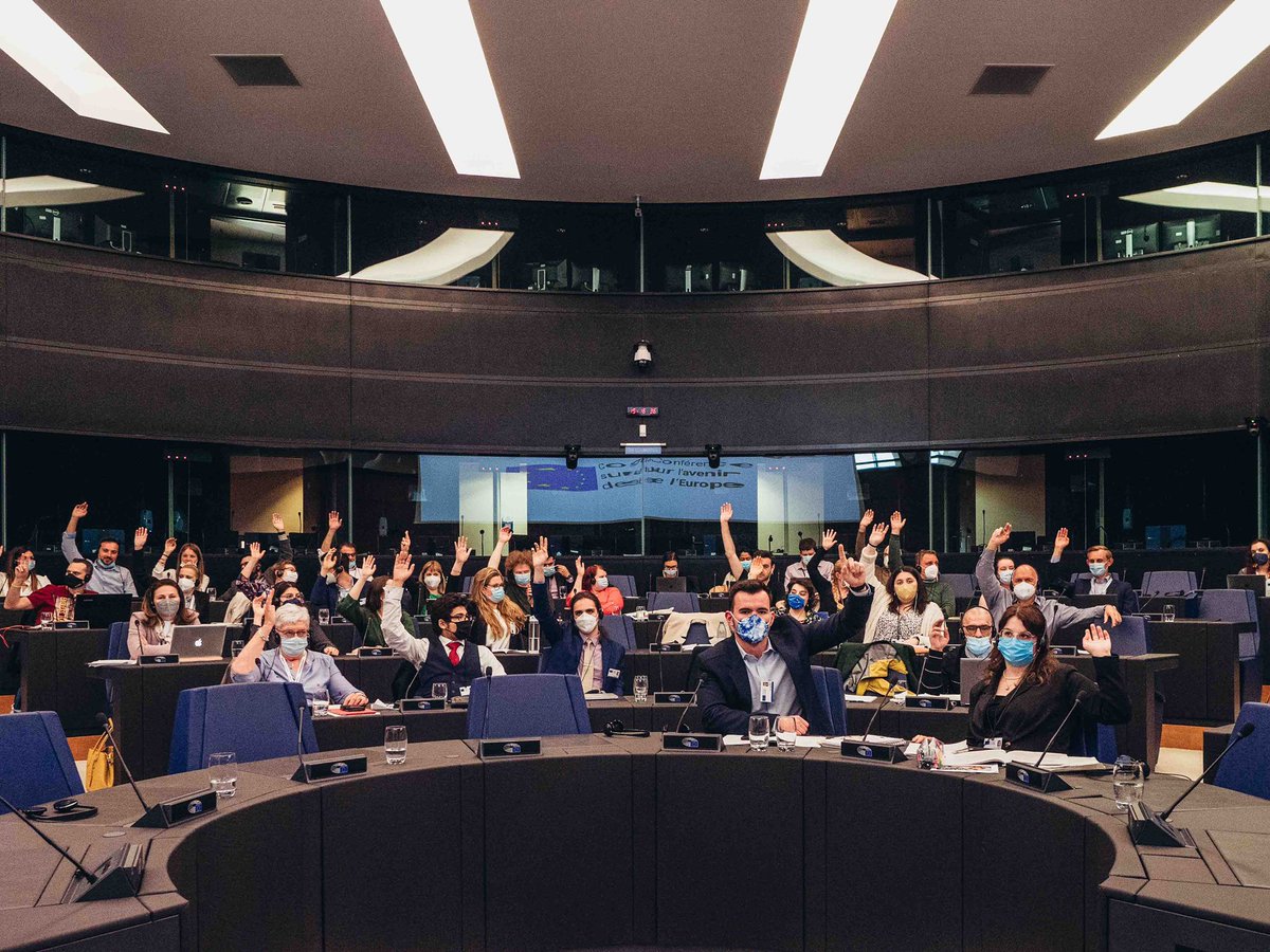 RNihoul's tweet photo. I feel privileged and proud to have contributed to the European Citizens’ Panels of the Conference #TheFutureIsYours and accompanied their 80 Ambassadors in the Plenary. I found the energy for this demanding task in their impressive commitment. I simply want to thank them 🙏💙💛 https://t.co/XhGlU6aBWy