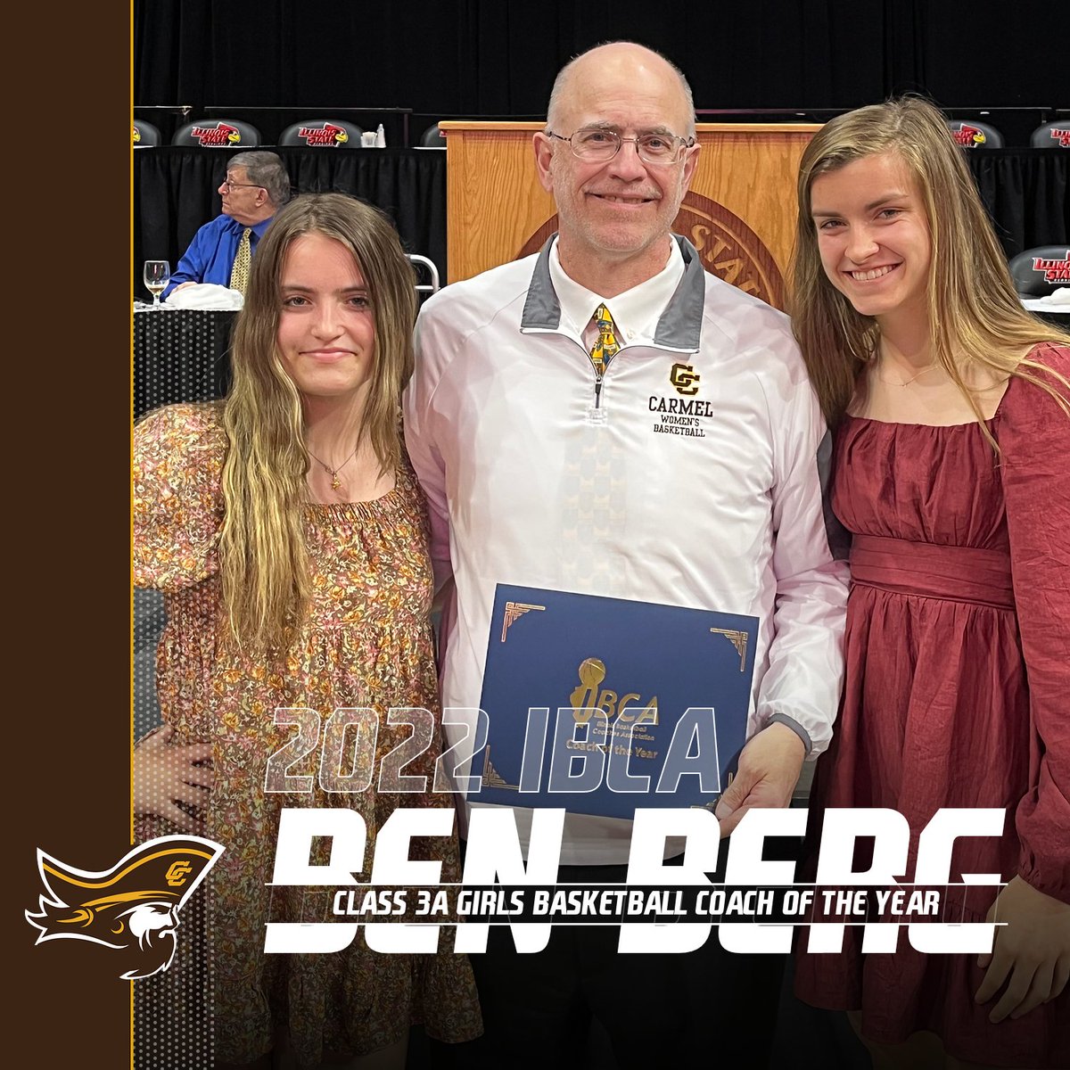 CarmelCorsairs's tweet photo. Congratulations to Girls Basketball Coach Ben Berg, who on Saturday was honored as an Illinois Basketball Coaches Association 𝘾𝙤𝙖𝙘𝙝 𝙤𝙛 𝙩𝙝𝙚 𝙔𝙚𝙖𝙧 for his efforts in leading the Corsairs to the 2022 IHSA 3A State Title!

🟤🟡#RollSairs https://t.co/7q30CKEubM