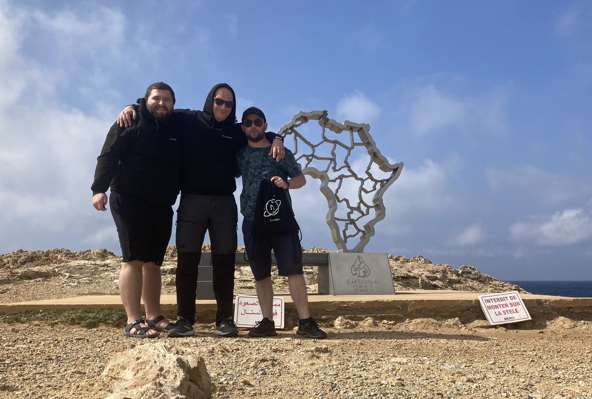 maciey_dev's tweet photo. 10 days ago I celebrated my 1st birthday at @netguru 🚀 Our #workation culture allows us work wherever we want 🤔
So… three of us went to #tunisia 🇹🇳Here is a pic from the Cap Angela - the northernmost point in mainland Africa 🌍 #remotework 
Keep on rocking #netguru 🎸🗿 https://t.co/lNLKfyaqHX