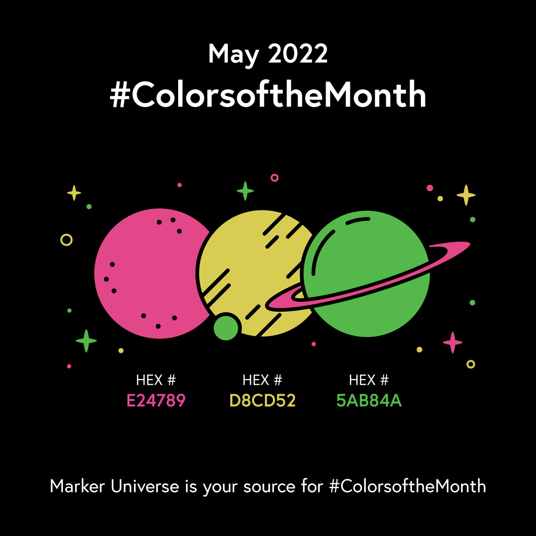 markeruniverse's tweet photo. It's gonnnaa be Maayy! May #ColorsoftheMonth are here! We are sharing some pretty wild colors this month, and we can't wait to see what they inspire! Check out https://t.co/6RscKx6GkY to shop our color matches and learn more about the #ColorsoftheMonth challenge! #rv06 #yg01 #g14 https://t.co/x8vaZuri5F