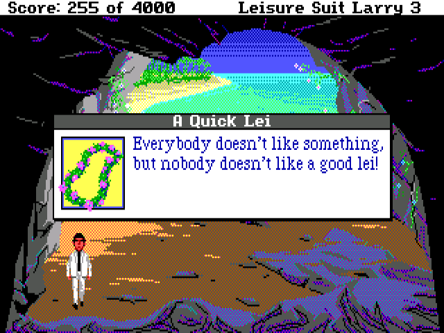 🌸

Lei Day

Leisure Suit Larry 3: Passionate Patti in Pursuit of the Pulsating Pectorals (1989)

#LeiDay #LeisureSuitLarry #SierraOnLine #SierraGames #Sierra #AdventureGame #PointAndClick #RetroGaming #RetroGames #RetroGamer #Nerd #Geek #PcGaming #PcGames #DOSGaming #Gaming #80s