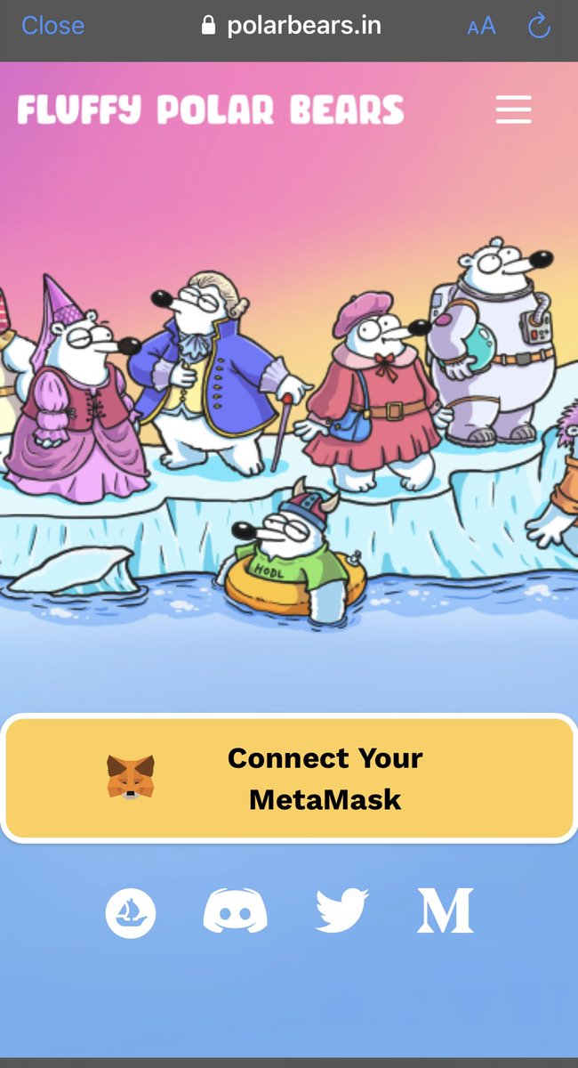 🚨 Scam Alert 🚨 Please do not click on the link in OpenSea for this collection that is trying to be us. They are trying to promote another collection. It will glitch your phone out. Just be careful and know which links are legit and which ones are not. Stay safe Polar Bear Army