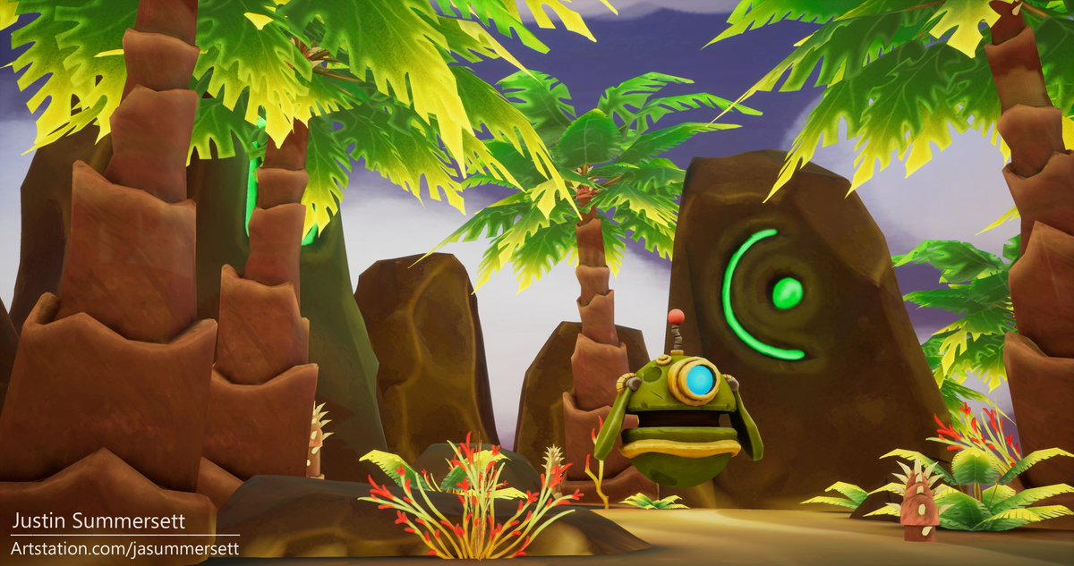 SummersettArt's tweet photo. I wanted to share this Diorama I have been working on for a bit now. His name is Orbi, let me know what you think. 
#3D  #gamedev #UE4 #UnrealEngine https://t.co/uzlZAwjAD4