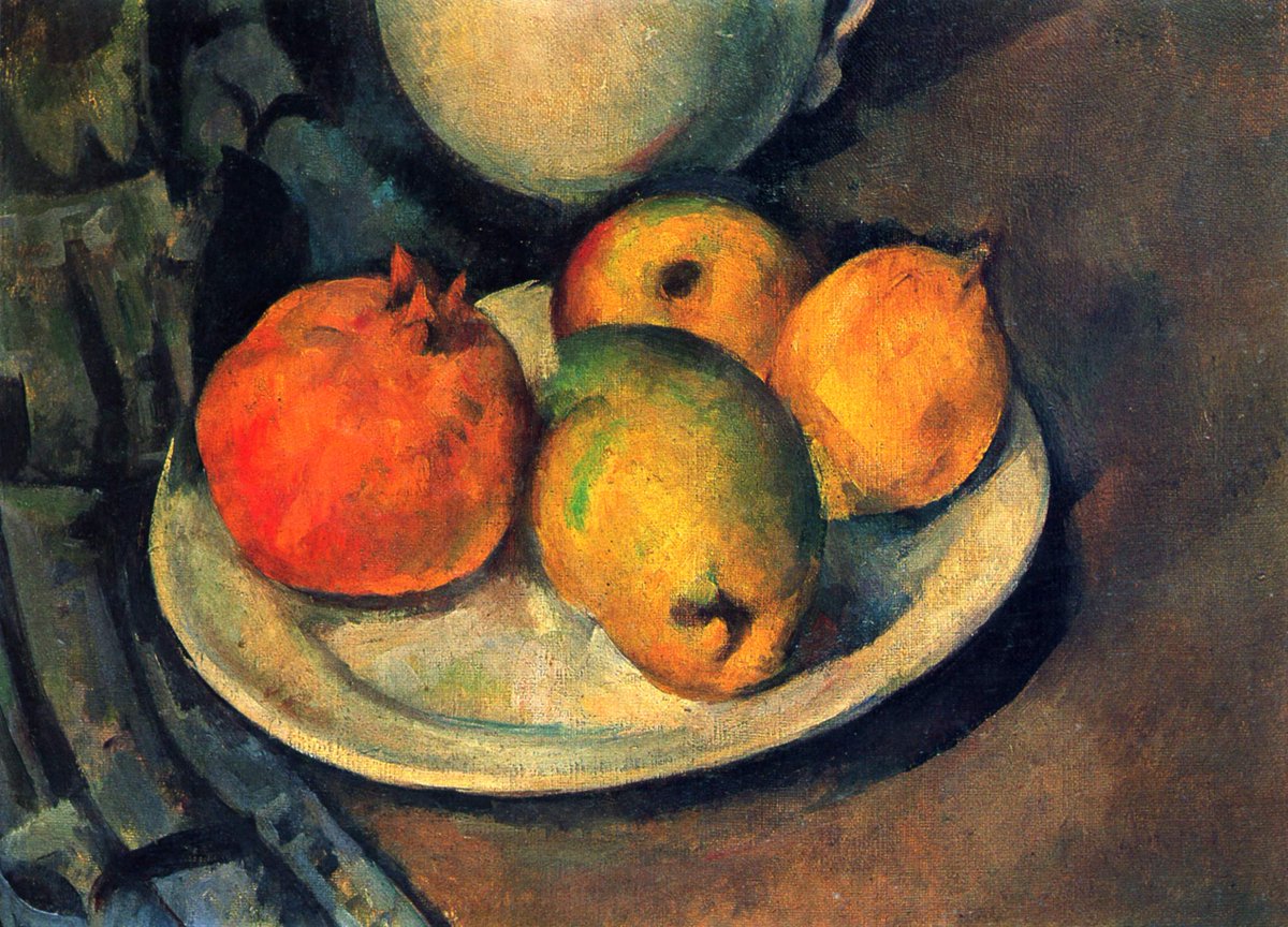 Still Life with Pomegranate and Pears, 1890 #postimpressionism #cezanne