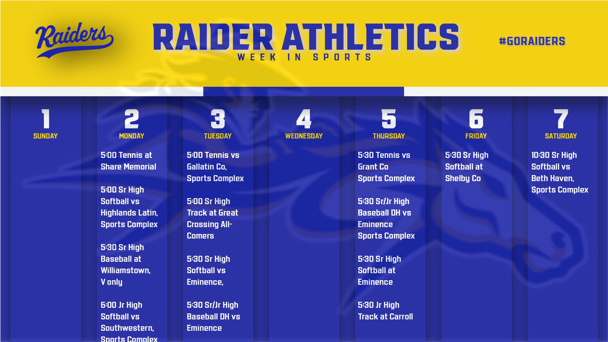 Raider GameDay on Twitter "Here is the schedule for the first week of