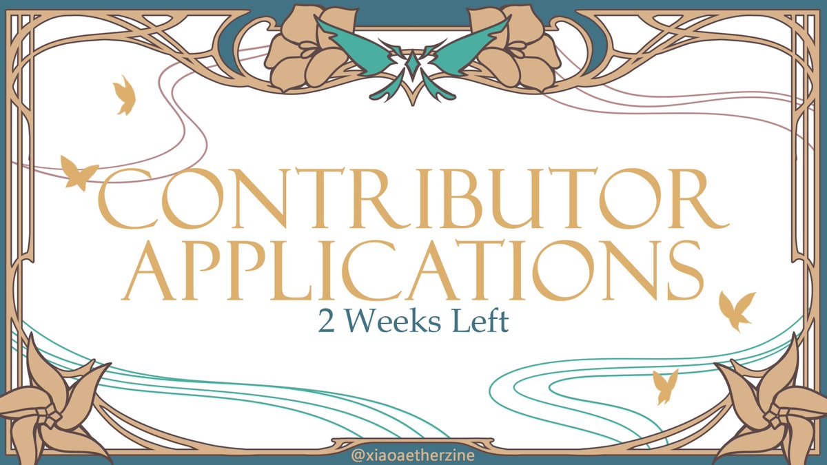 aliferouszine's tweet photo. There are just two weeks left to submit your applications to be part of this zine! Be sure to get your apps in before it's too late! 🕊️

Page Artist: https://t.co/sNhhL7nKYn
Merch Artist: https://t.co/9Gw6QtSc7B
Writer: https://t.co/PbM0cKy6P7

#xiaoaether #xiaother #xiaoae https://t.co/Ek7TFEzCDO