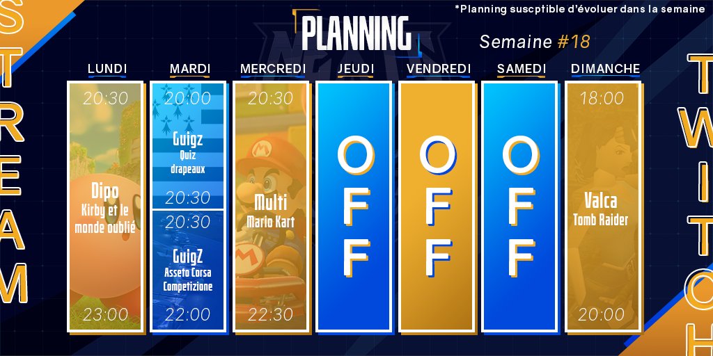 #PLANNING | #WEBTV 📺

C'est le planning

Bisous

Lien➡️twitch.tv/nextg__

#NxGWIN💙🧡
#streaming #stream