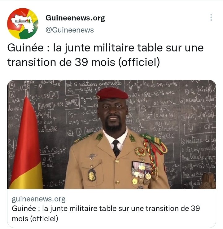 C'est trop# décevant et dommage😂😂
En Guinée # personne ne souhaite rentrer dans l'histoire de Dadis Camara à Sekouba konaté jusqu'à Colonel Mamady Doumbouya. Transition mandat mara#@₩