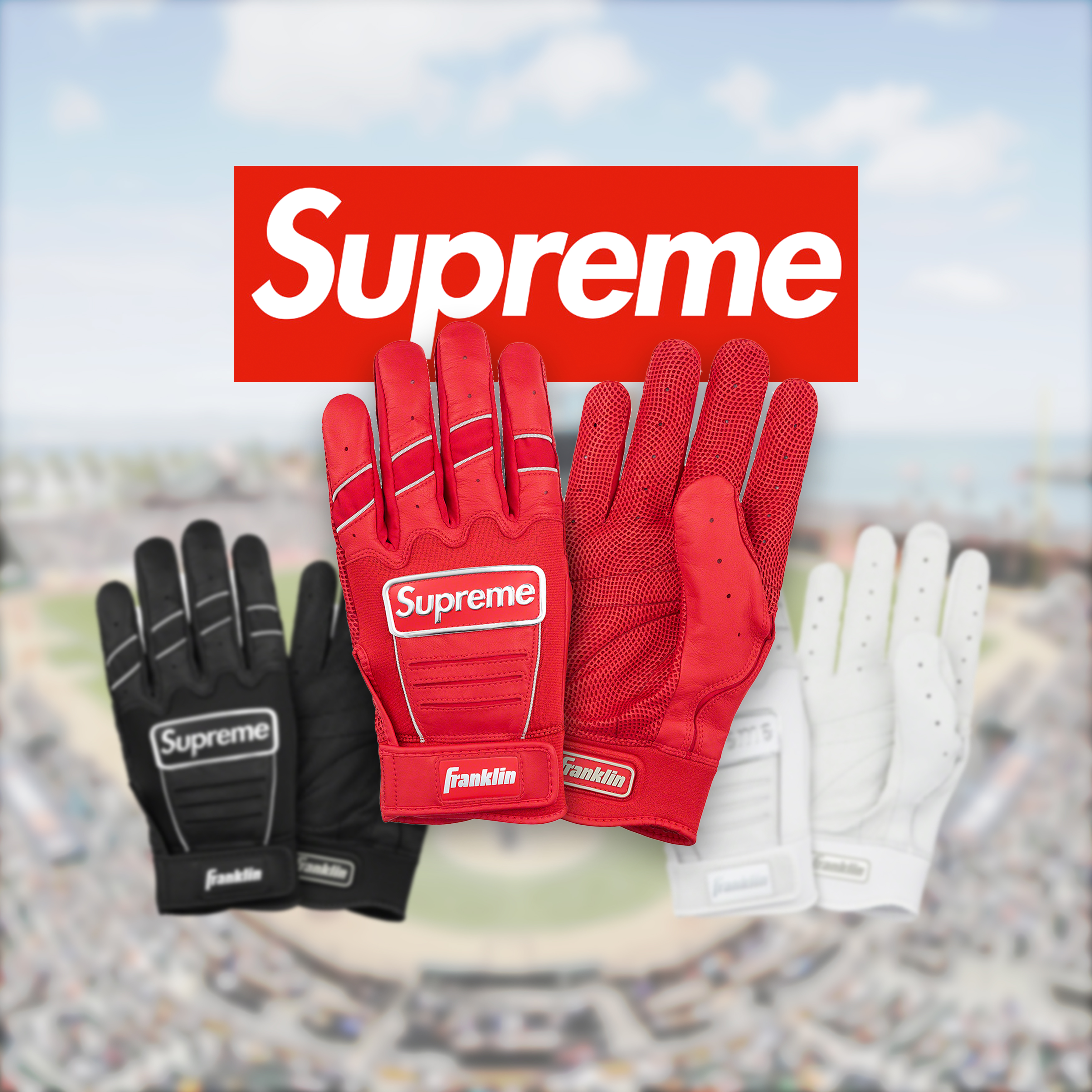 Supreme x Franklin CFX Pro Batting Gloves - Red - Medium