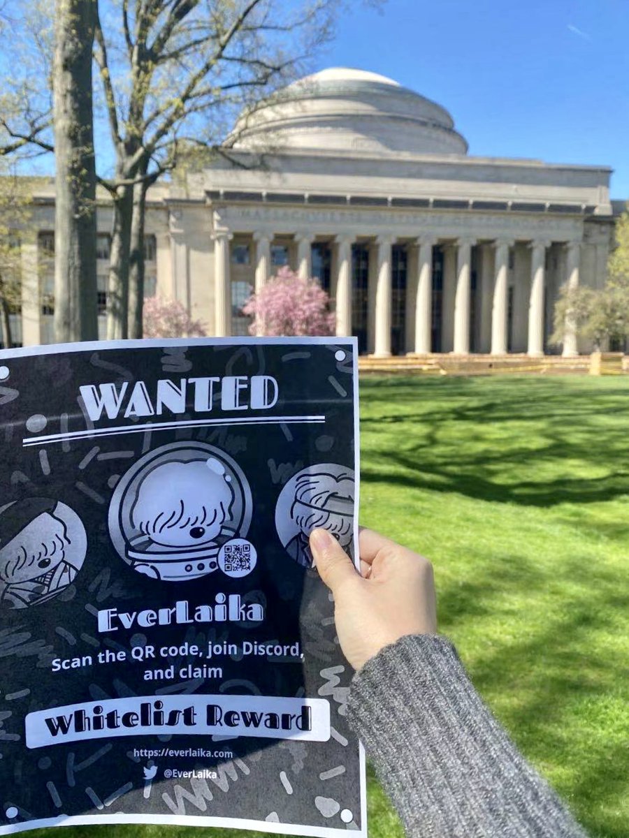 Spotted! EverLaika at MIT!
Find our poster on campus and get a reward from EverLaika!

#NFT #NFTCommunity #NFTcollector #NFTs #NFTart #EverLaikaNFT #NFTwhitelist <a href="/MIT/">Massachusetts Institute of Technology (MIT)</a> <a href="/MITSloanCrypto/">MIT Sloan Blockchain Club</a> <a href="/MITBitcoinClub/">MIT Bitcoin Club</a> #MITBitcoinExpo