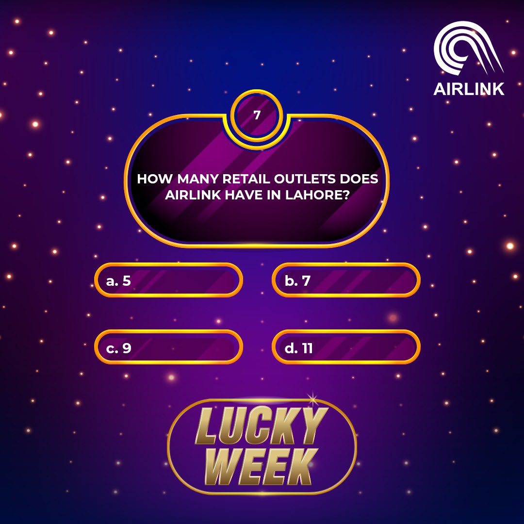AirlinkALC's tweet photo. LUCKY WEEK - DAY 7!!

Now you have a chance to win one prize every day for the next 7 days - 
Answer a simple question and enter into the lucky draw. Every day a winner will be announced - 

Hurry up and comment now

#LuckyWeek #AirLink #WIN #YourSmartDevicePartner https://t.co/mzWlJ9TugQ