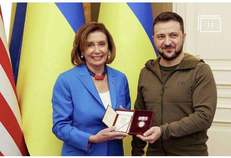 DamasoD's tweet photo. Pelosi supporting Ukraine. Zelenskyy’s “cat-that-just-ate-canary” face. Things that make you go 🤔 https://t.co/FVY1JSDdGJ