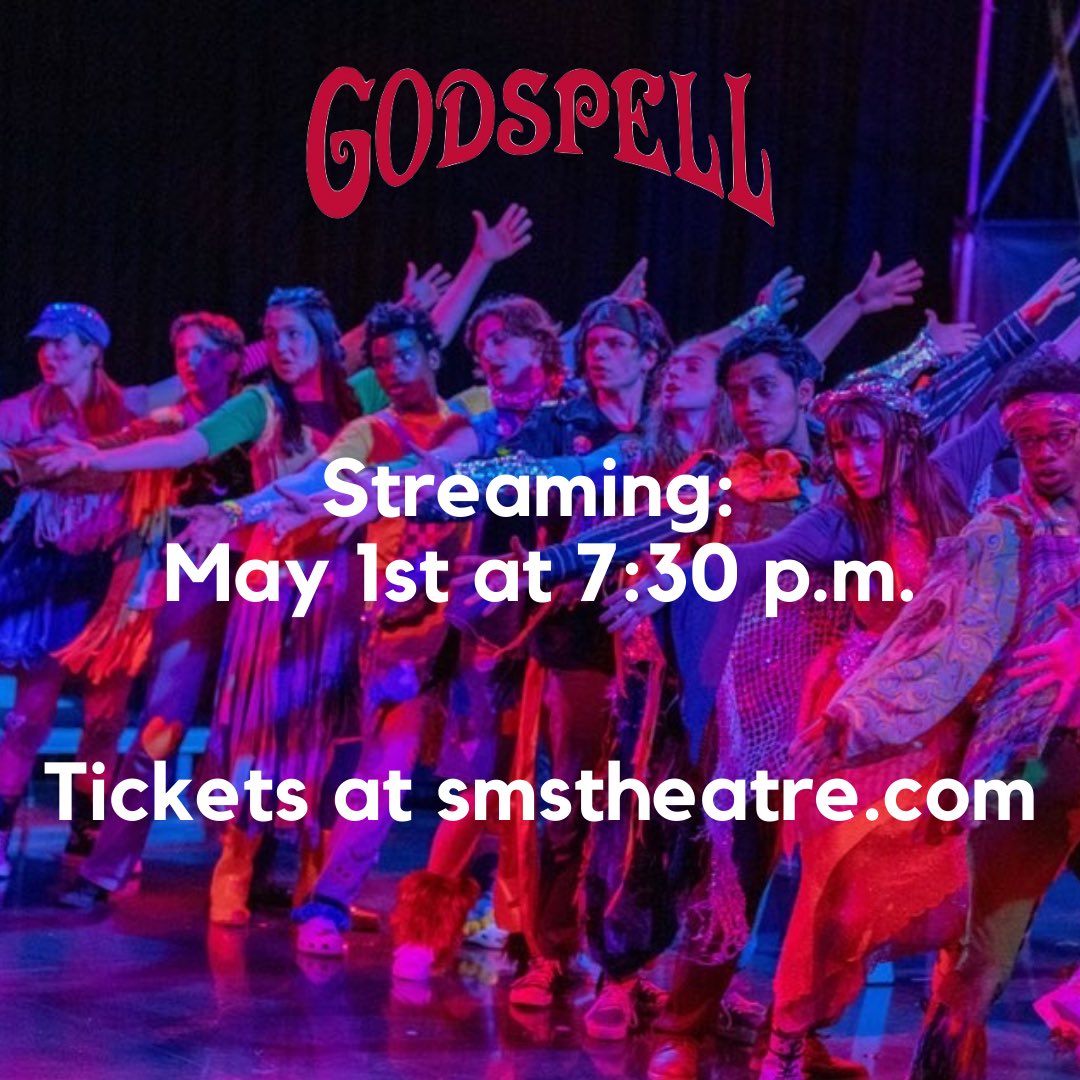 We are streaming GODSPELL for one last time tonight at 7:30 p.m. Visit the link in our bio or smstheatre.com for tickets and info. 🌈 SMS students and teachers email markswezey@gmail.com for free tickets .