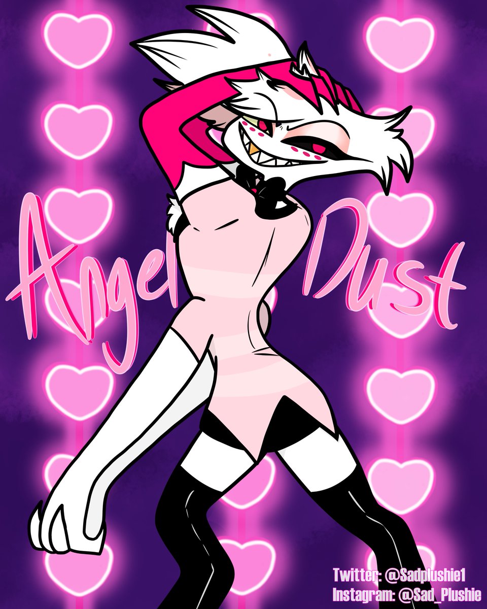 sadplushie1's tweet photo. The new Angel Dust is here ヾ(≧▽≦*)o
I tried on the background, not that good on it >A>
#AngelDust #HazbinHotelAngelDust #HazbinHotel #HazbinHotelFanart #angeldustredesign #fanart #digitalart https://t.co/pgzO6Og9ii