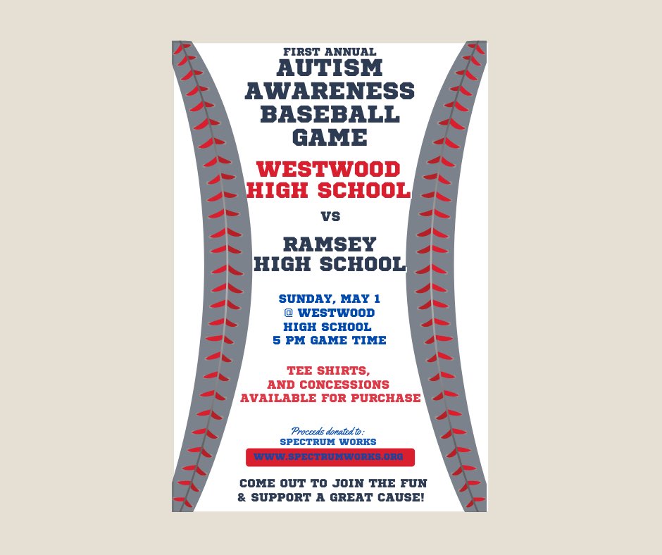 wwdiamondclub's tweet photo. Today! Come out and cheer on our WW Cards as they Go To Bat for Autism Awareness @ 5pm - All proceeds from todays game will go to Spectrum Works, a unique nonprofit that creates job opportunities for individuals with autism #SpectrumWorks #westwoodathletics https://t.co/X5xEGTBVEu