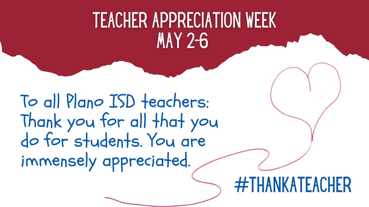 Plano_Schools's tweet image. May 2-6 is Teacher Appreciation Week. This week &amp;amp; every day, we appreciate &amp;amp; celebrate Plano ISD’s teachers for your dedication to caring &amp;amp; commitment to excellence. You make us Plano ISD Proud! #ThankaTeacher #PISDDedicatedtoCaring