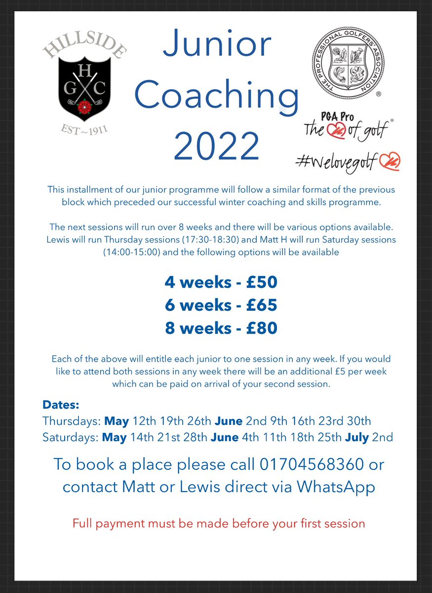 mattharrisonPGA's tweet photo. Open to non-members. Sign up before 12th May 2022 👍🏻 @Hillside_GC @HillsideProshop https://t.co/dDoyTFkCRV