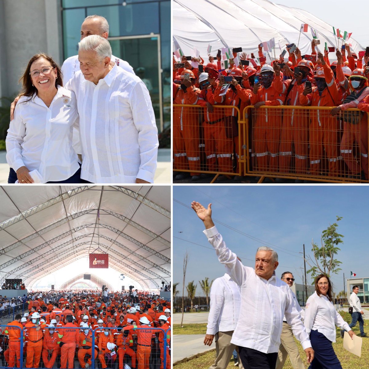 1 de mayo en la refinería Olmeca en #DosBocas Paraíso, Tabasco. 
Un reconocimiento a los miles de trabajadores que hacen posible este proyecto. 
Desde acá felicitamos a todos los trabajadores de México. 🇲🇽
#DiaDelTrabajo