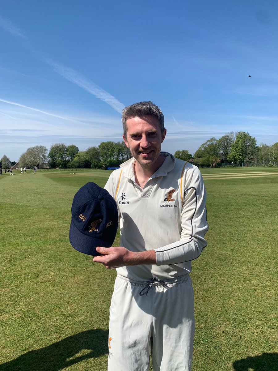 marplecc's tweet image. 250 caps up our cricket chairman and glove man @AndyMWild. Likely to be many more, but going from official PlayCricket stats. 

A great achievement from a top club man. Here’s to many more!