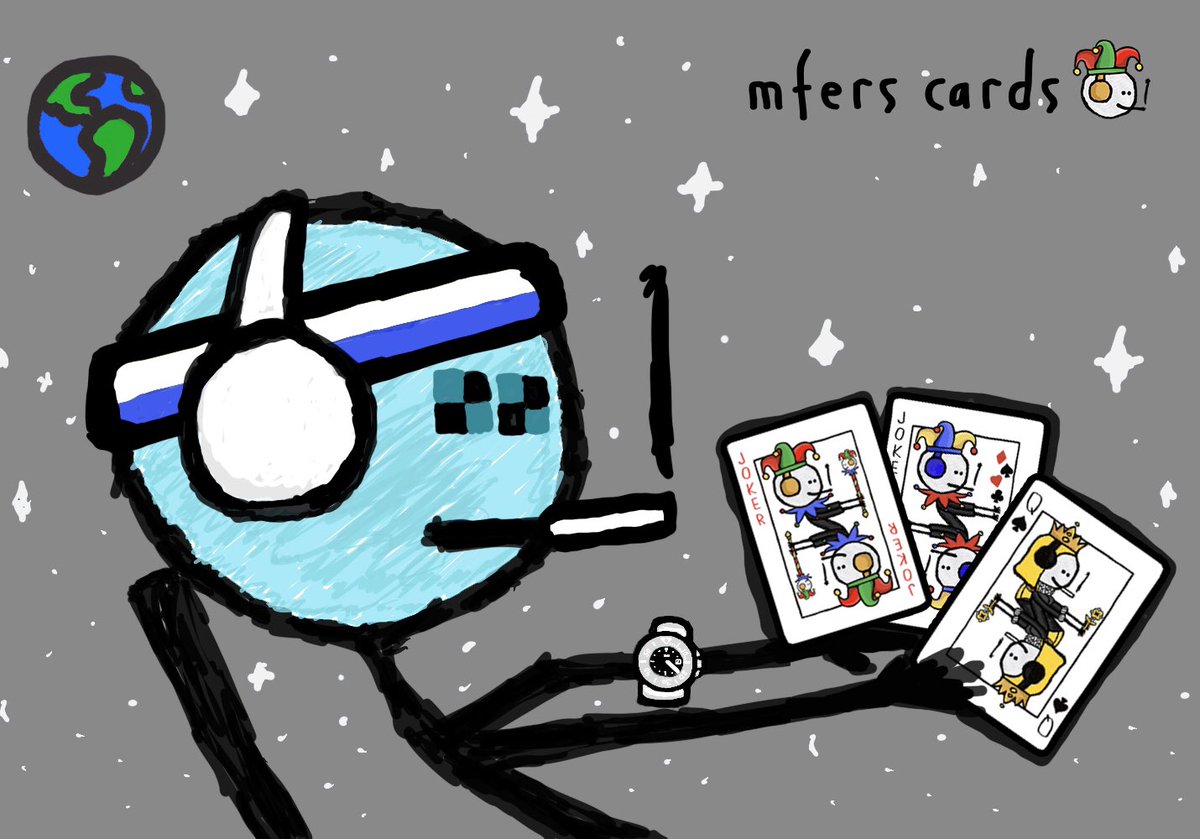 Probably nothing but one special mfer is playing mfer cards in outer space ♠️♥️♦️
<a href="/jellopeas/">jellopeas</a> maybe next time you should use mfers card for poker night 🤩 Mferscards.com 

<a href="/sartoshi_nft/">@sartoshi_nft</a> <a href="/jellopeas/">jellopeas</a> <a href="/punk6529/">6529</a> <a href="/playonclubs/">Clubs Poker</a>