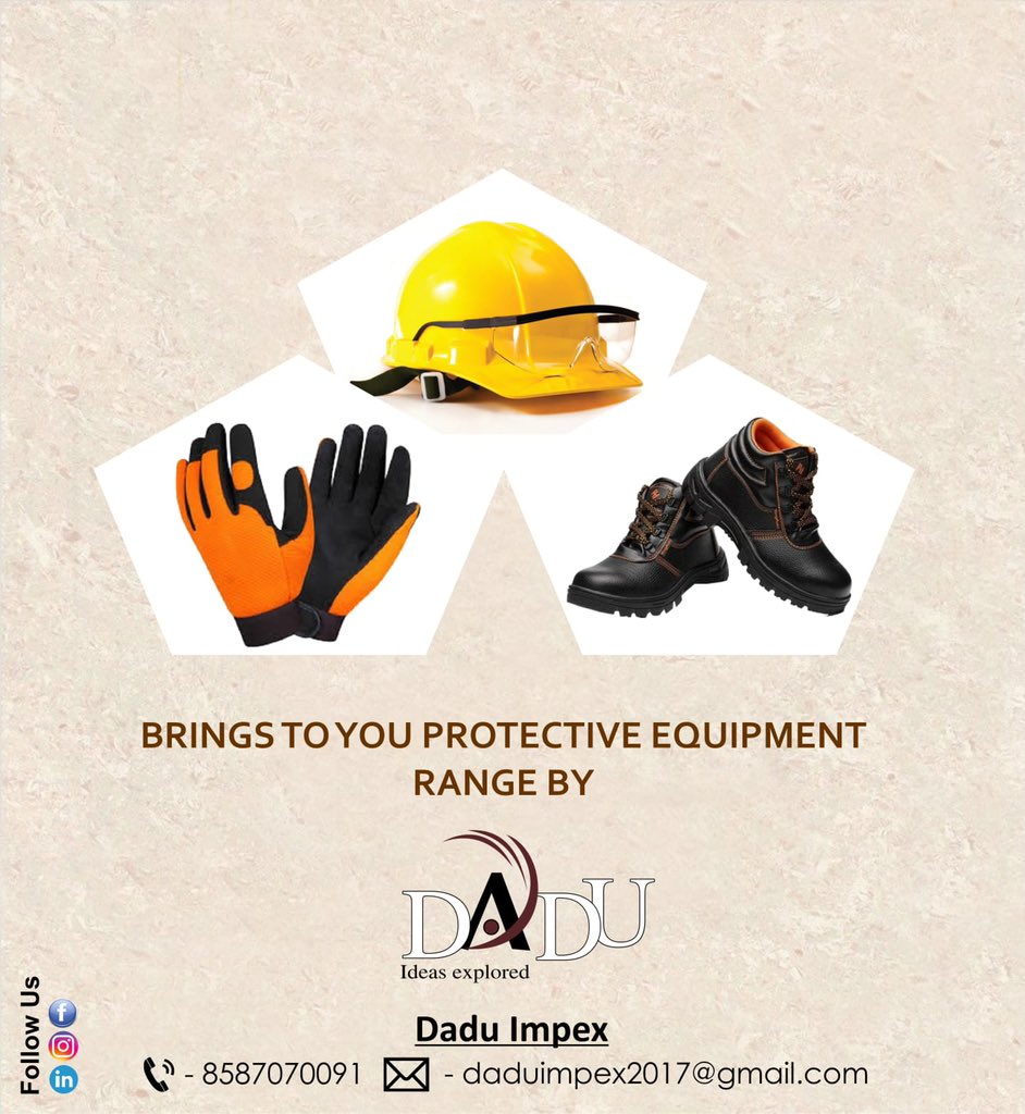 DaduImpex's tweet photo. Dadu Impex presents you the synonym of #safety .
Explore and shop best in class personal protective equipment at Dadu.
#makeinindia #SafetyItems #MayDay #LabourDay #India #Industrial #SafetyHelmet #SafetyShoes #SafetyProducts #OrderNow https://t.co/xMdT6hx3nA