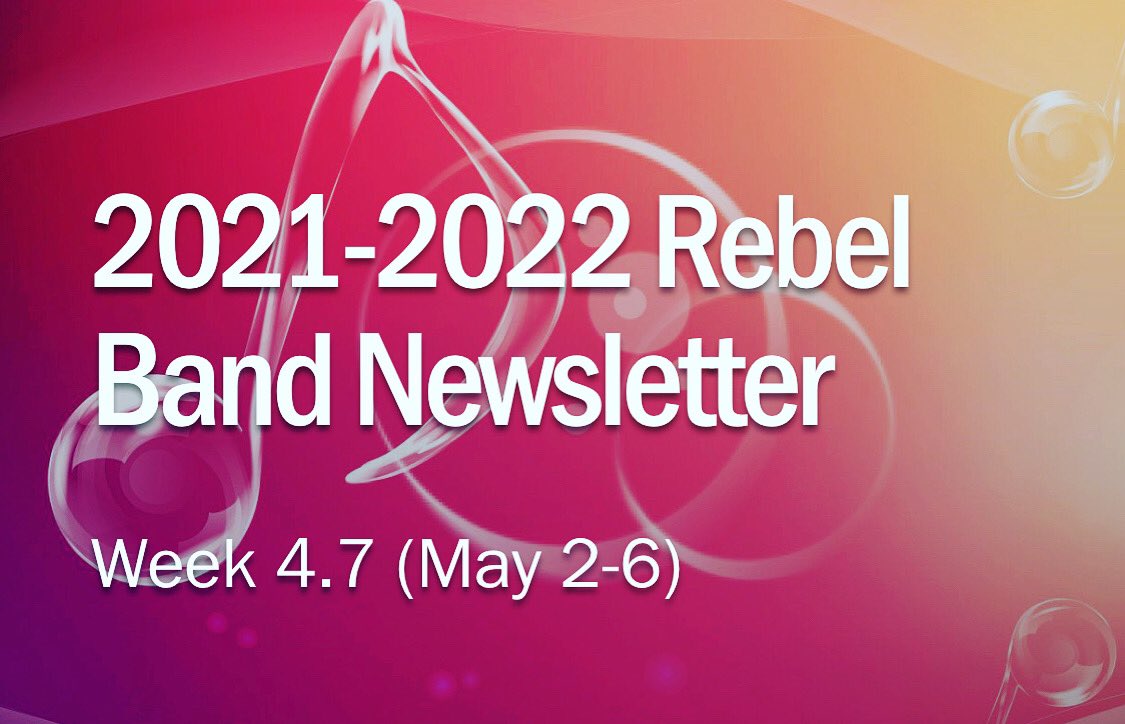 #RebelBandFam This week’s newsletter is live! 

Beginner rehearsal tomorrow!! Parent pick up at 5:40. 

Beginner concert on TUESDAY at 6:00 PM 🎶🎶🎶

#ManchesterMarch
#BangTheDrum
#JesterDance
#25or6to4
#AnyWayYouWantIt 

#GETREADYTOROCK!