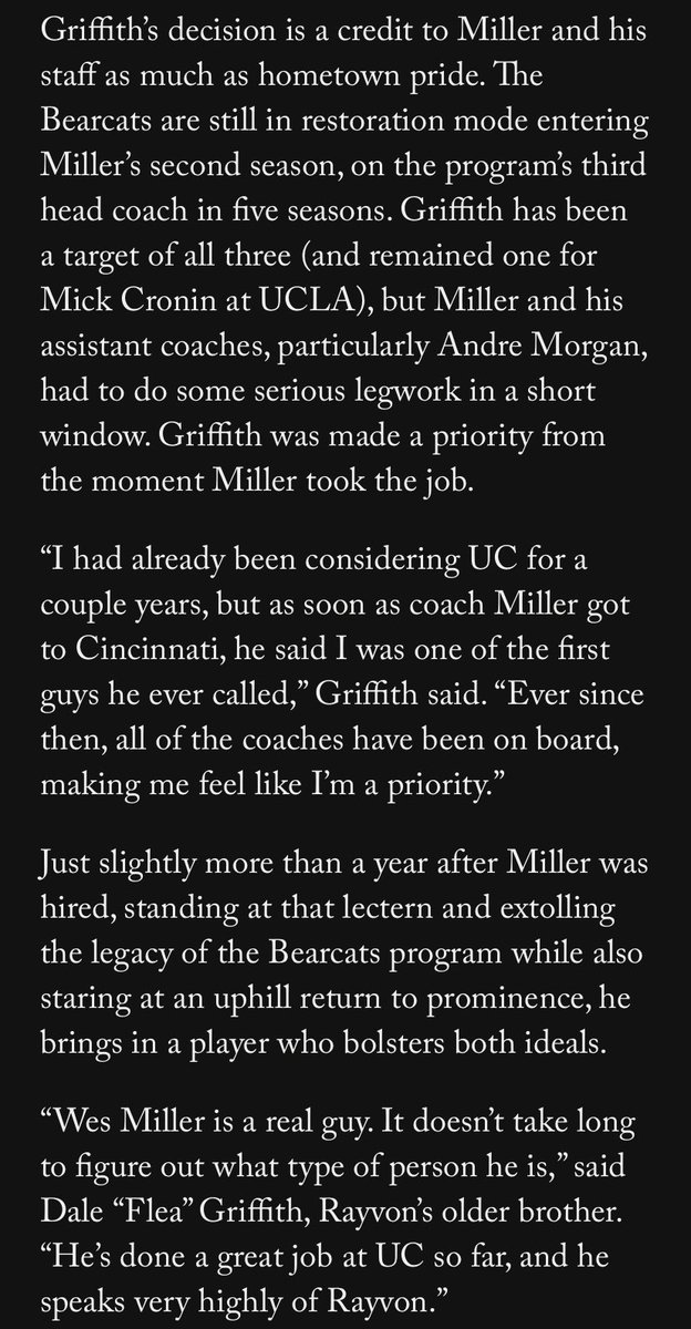 Williams_Justin's tweet photo. Rayvon Griffith has committed to Cincinnati.

My story on why the Hometown Hero call is a significant one for the #Bearcats, Griffith, and Wes Miller, immediately and moving forward.

Via @TheAthleticCBB:
https://t.co/VTox6lvH2e https://t.co/hOzpTQPtNP