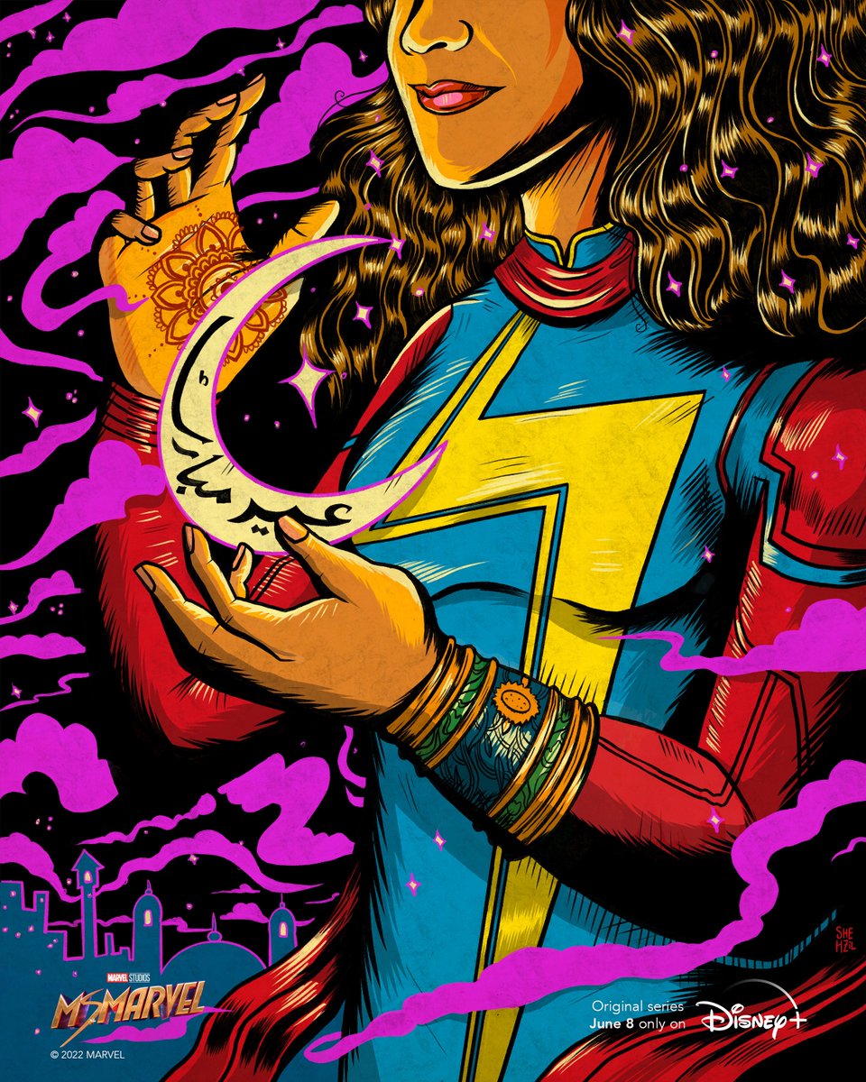 MarvelStudios's tweet photo. May this Eid bring strength, love, and light. #EidMubarak

Ms. Marvel, an Original series from Marvel Studios, starts streaming June 8 on @DisneyPlus. 🎨 by @shehzilm https://t.co/kUFxFdj16P