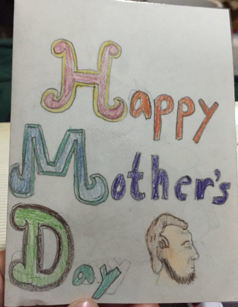 talon_freitag's tweet photo. I suppose the cover is worth sharing too. What kind of mother wouldn’t want Abe Lincoln, Mr. Hankey the Christmas Poo, and Napoleon Dynamite in their Mother’s Day card? https://t.co/IqQcvQo8EM