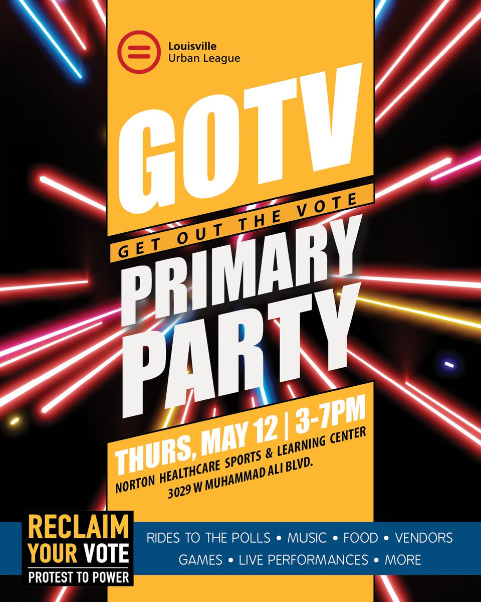 LouisvilleUL's tweet image. Join us as we kick off early voting for the primary election. We are inviting the entire community out for fun festivities and most importantly, to get to the polls. #reclaimyourvote