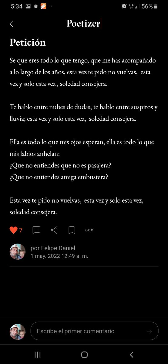 poetizer.com/poem/3905367
Si quieres seguirme y ver mis poemas en Poetizer aqui te dejo el link #poetrylovers
#poem #poetry #poesia #PoetrySpring #poetizer #poetas #poemas