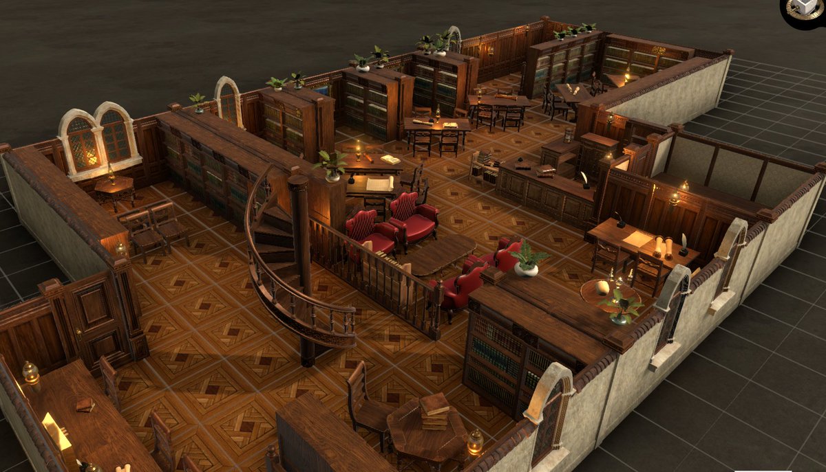 HighlandL4ss's tweet photo. @MACx3D A fantasy version of my school library, with a nod to reality in the wall pictures. #DungeonAlchemist @DungeonAlchemi1 
#schoollibraries #fantasylibrary https://t.co/Rps7IK7Cuw