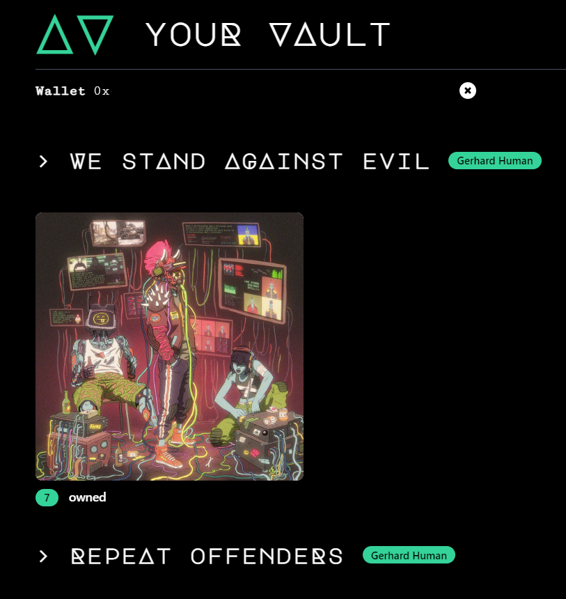 Have you minted "We Stand Against Evil" yet?
It'll appear in your vault alongside your Repeat Offenders 👀
pvnks.com/we-stand-again…