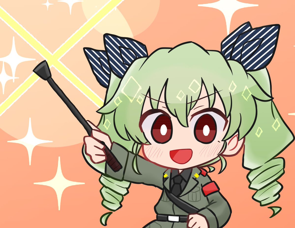 anchovy (girls und panzer) 1girl anzio military uniform solo pants tucked in twin drills drill hair green hair  illustration images