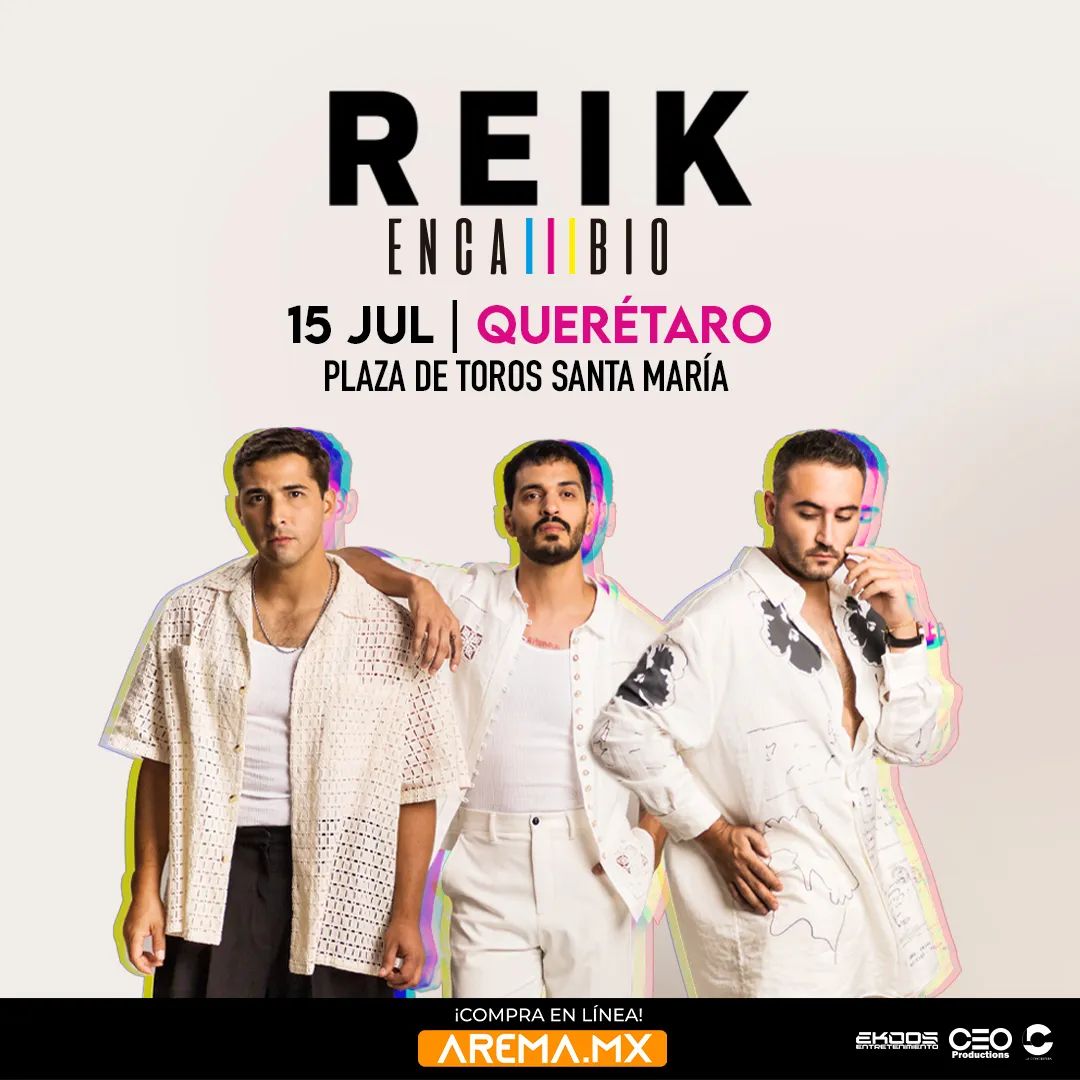#queretaro 🧡

<a href="/ReikMx/">REIK</a> regresa a su ciudad este próximo 15 de julio y lo hará con su tour “En Cambio”. 🔥

La venta de boletos comienza el día miércoles a las 12 del día a través de AREMA.

Acá el link:
arema.mx/e/8109